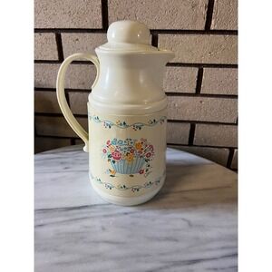 Vintage Phoenix Thermal Carafe Floral Basket Saltira Insulated Pitcher Cream